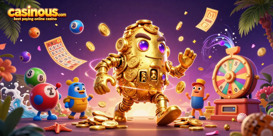Experience exhilarating wins at casinous.com best paying online casino with vibrant lottery elements and a golden golem.