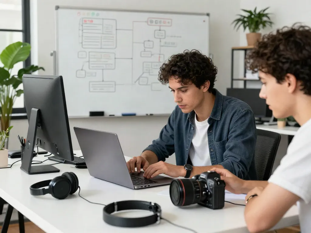 Tech user troubleshooting spotify geek not working in modern office